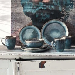 Einrichtungsgeschäft -Einrichtungsgeschäft butlers geschirr set 16 tlg hilda in dunkelblau 1